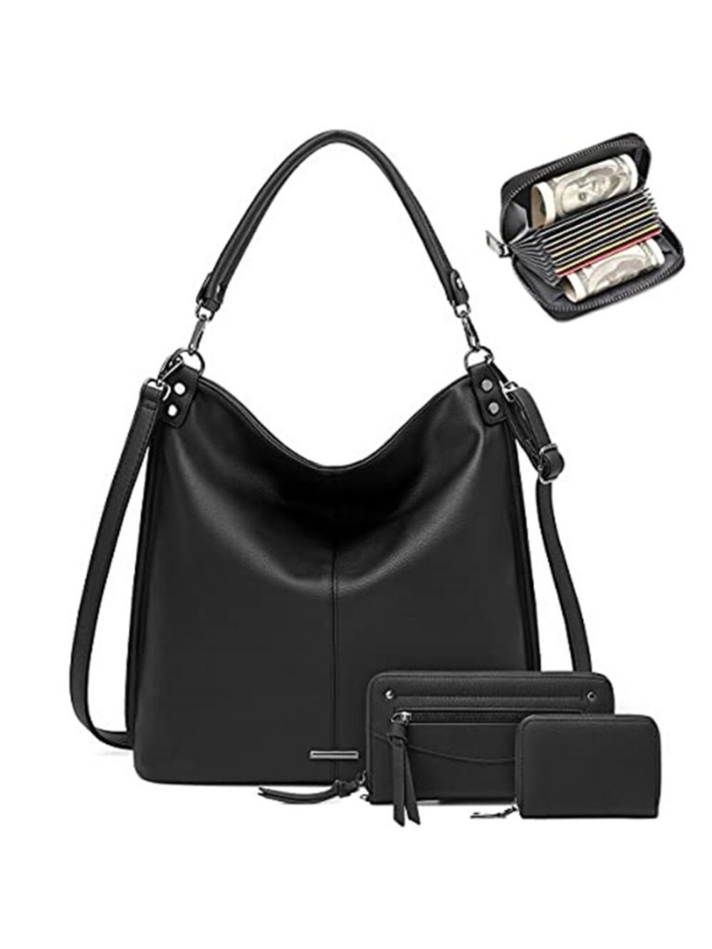 Womens Hobo Bag Vegan Leather Shoulder Crossbody Handbag Slouch Purse Large